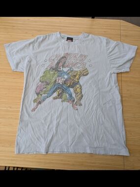 Pale Blue Graphic Tee - Captain America